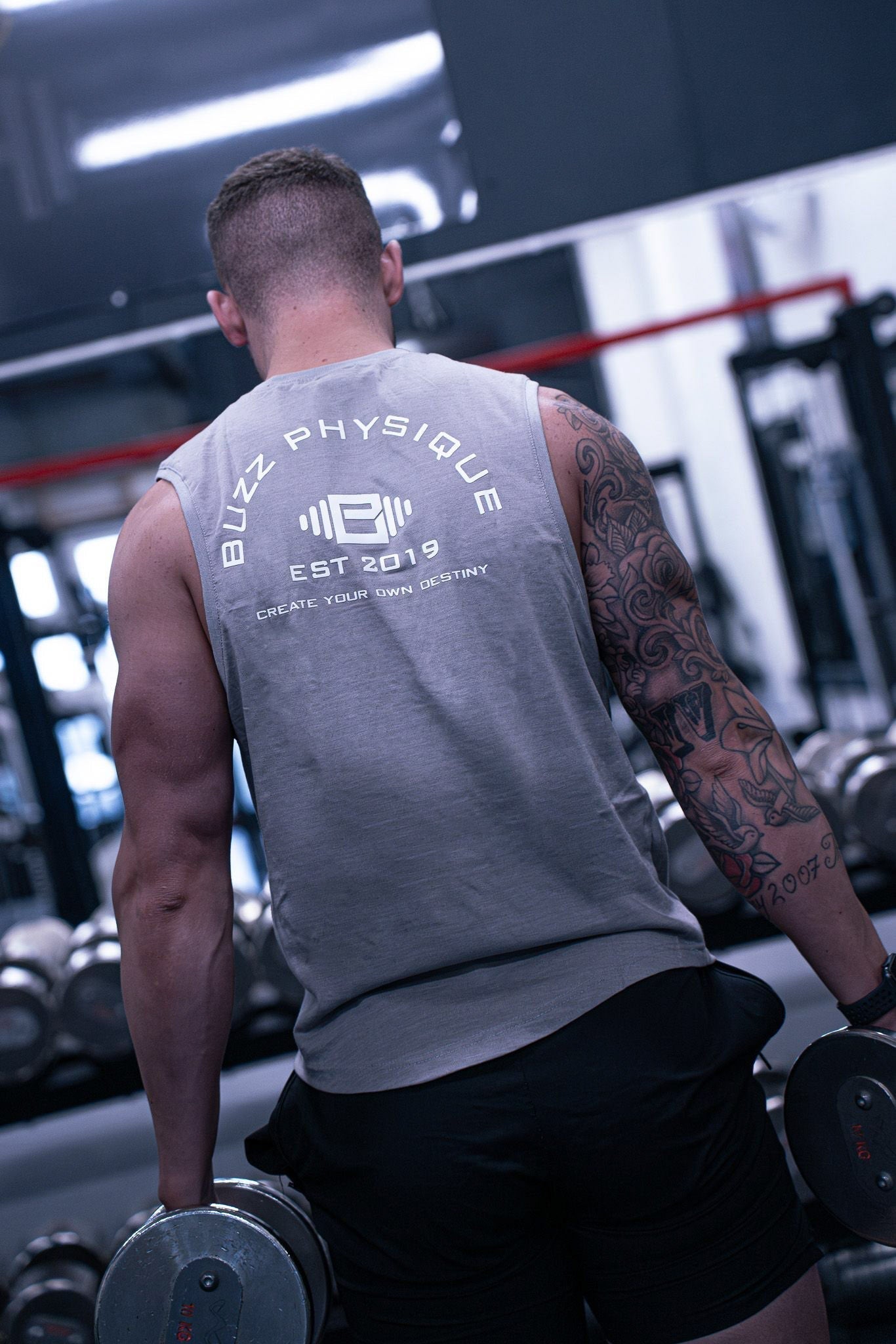 Buzz Physique Destiny Sleeveless T-Shirt - Grey - Premium  from Buzz Physique - Just $10.95! Shop now at Buzz Physique