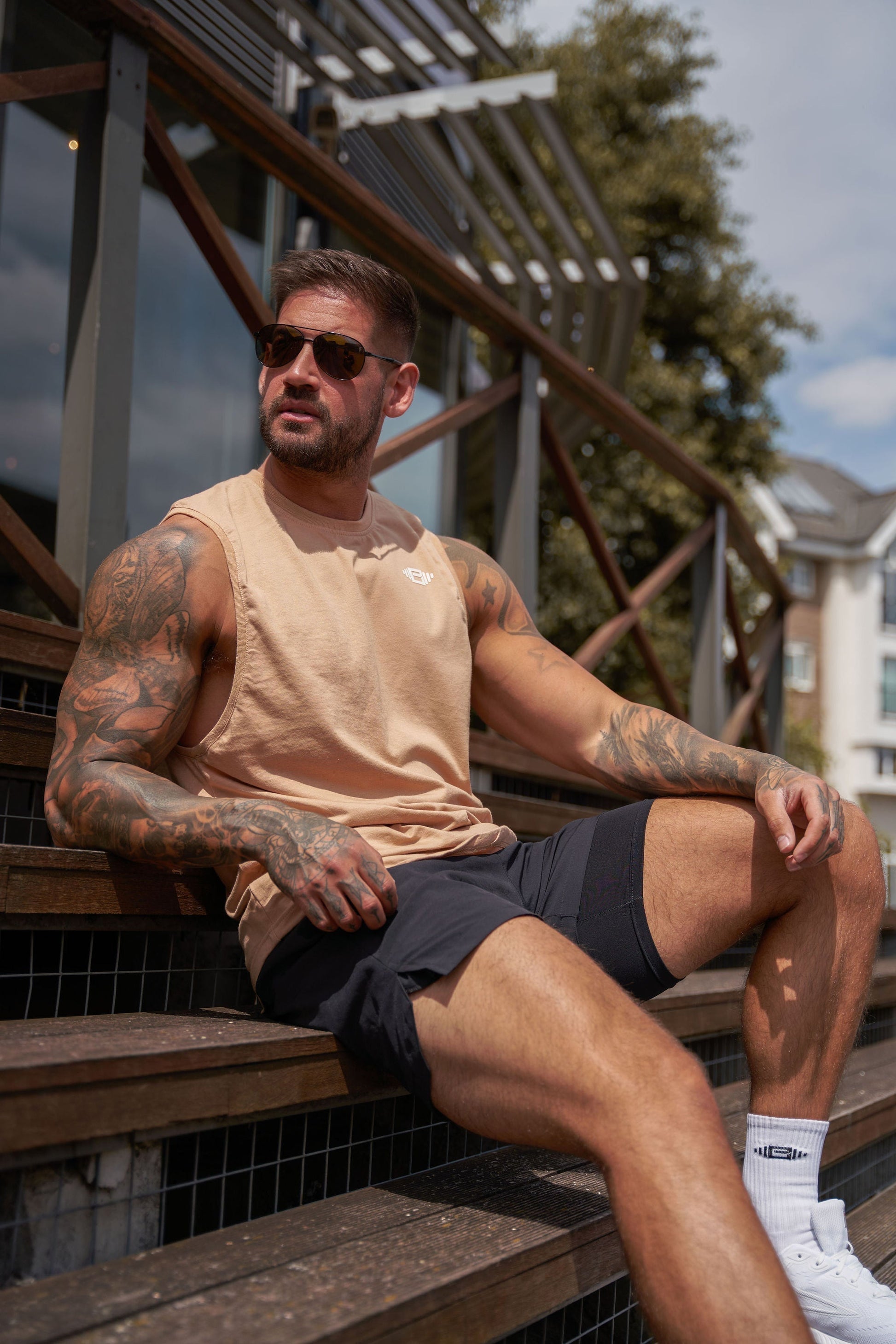 Buzz Physique Destiny Sleeveless T-Shirt - Tan - Premium  from Buzz Physique - Just $10.95! Shop now at Buzz Physique