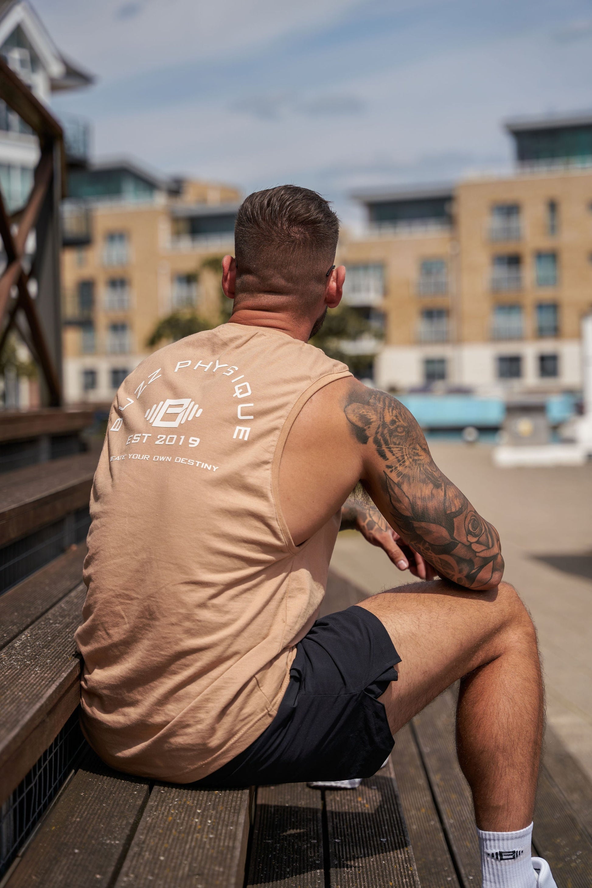 Buzz Physique Destiny Sleeveless T-Shirt - Tan - Premium  from Buzz Physique - Just $10.95! Shop now at Buzz Physique