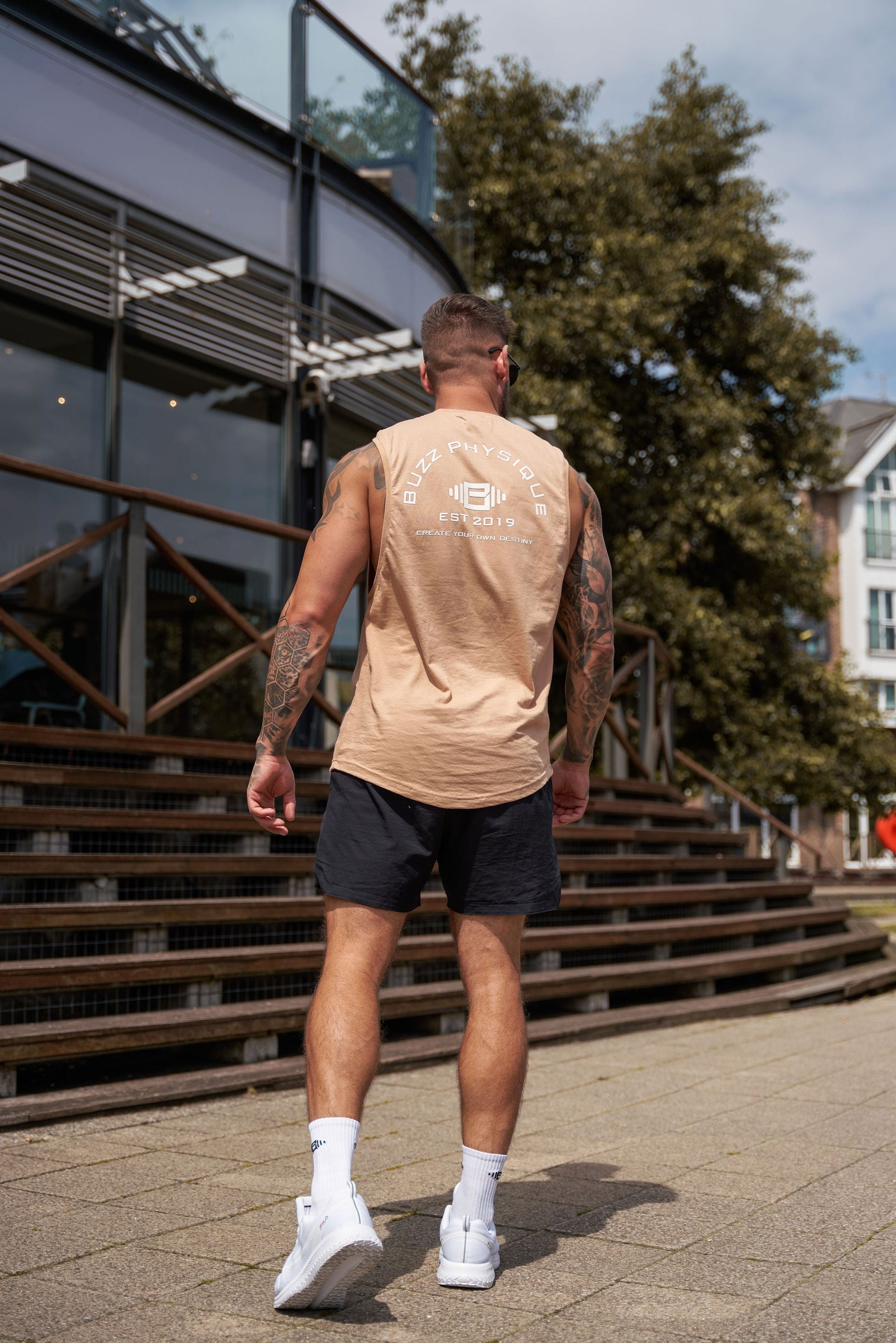 Buzz Physique Destiny Sleeveless T-Shirt - Tan - Premium  from Buzz Physique - Just $10.95! Shop now at Buzz Physique