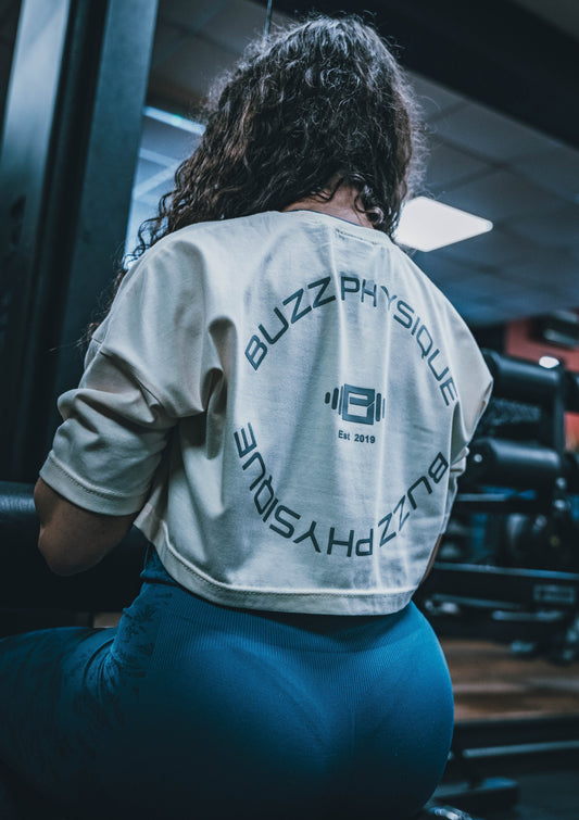Buzz Physique Oversized Crop T-Shirt - Cream - Premium  from Buzz Physique - Just $10.95! Shop now at Buzz Physique