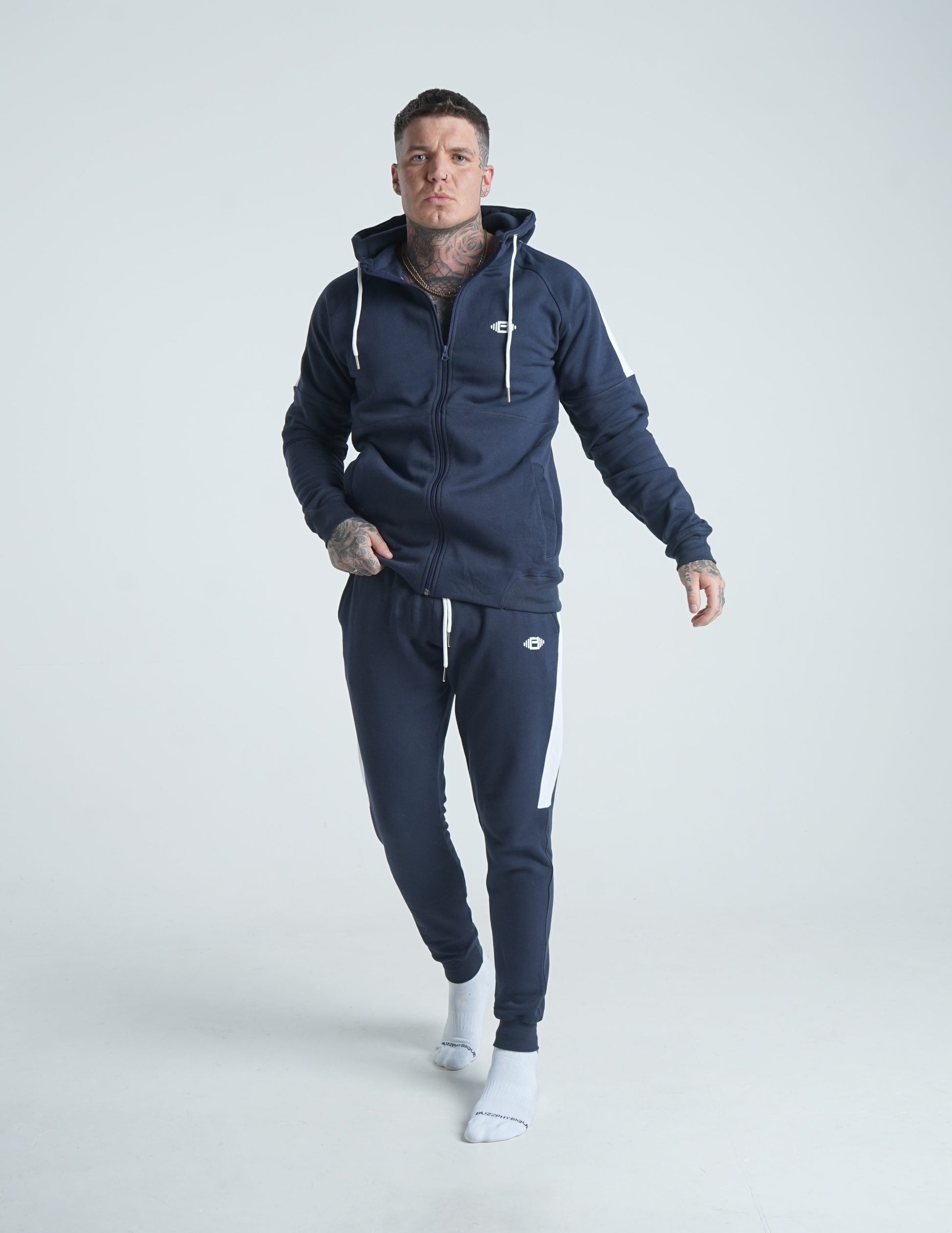 Crest Zip Up Hoodie - Navy - Premium  from Buzz Physique - Just $22.95! Shop now at Buzz Physique