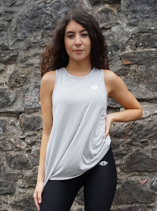 Buzz Physique Open Back Vest - Grey - Premium  from Buzz Physique - Just $8.95! Shop now at Buzz Physique