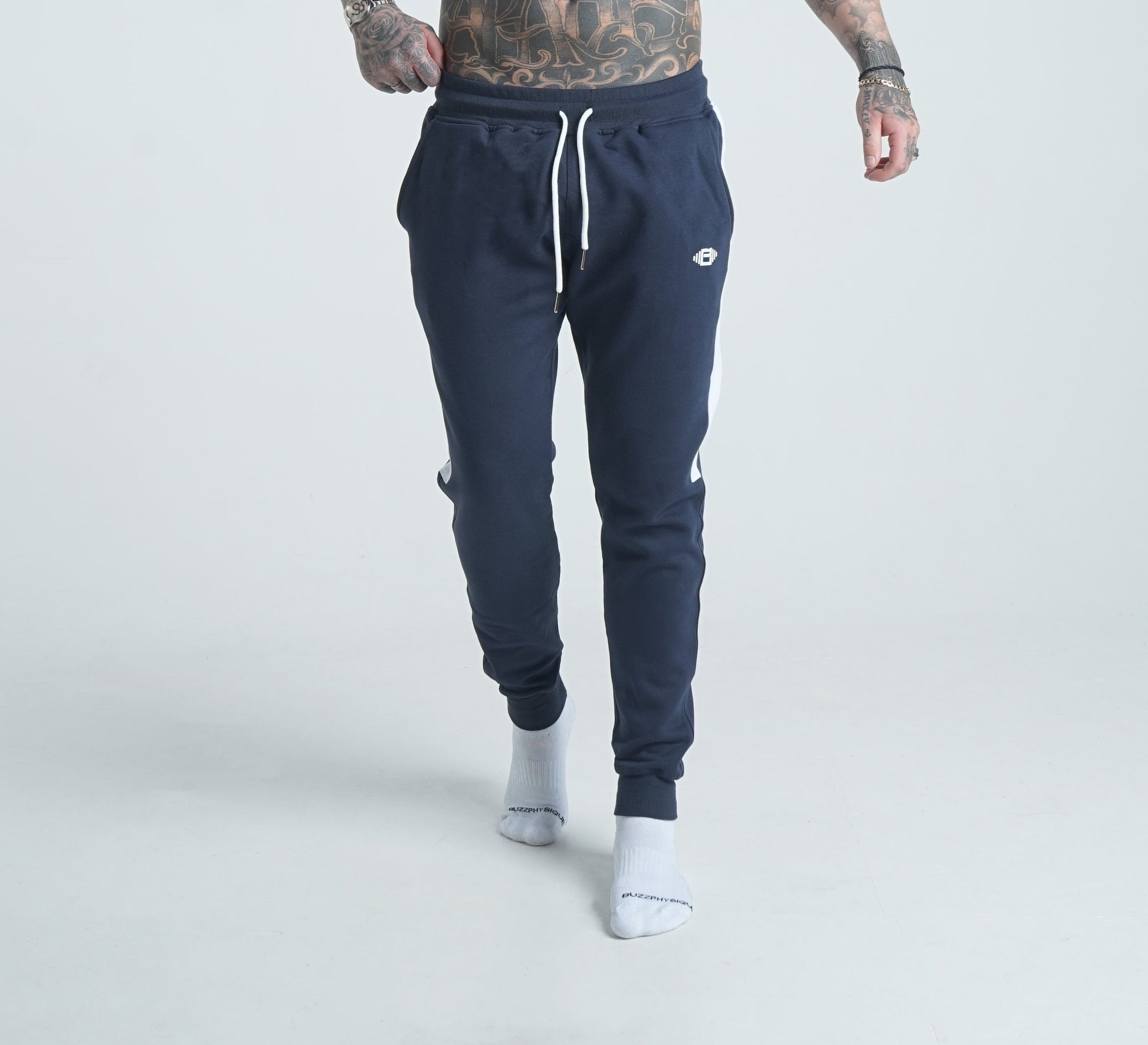 Buzz Physique Crest Joggers - Navy - Premium  from Buzz Physique - Just $12.95! Shop now at Buzz Physique