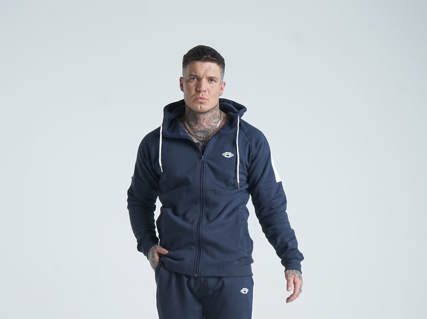 Crest Zip Up Hoodie - Navy - Premium  from Buzz Physique - Just $24.95! Shop now at Buzz Physique